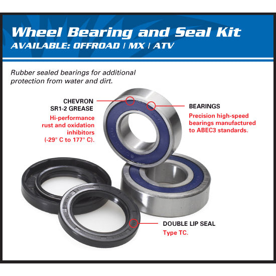 Wheel Bearing Kit Rear All Balls Beta 125Rr 200 Rr 19-22, 250 Rr 300 Rr 13-22 350Rr 11-21