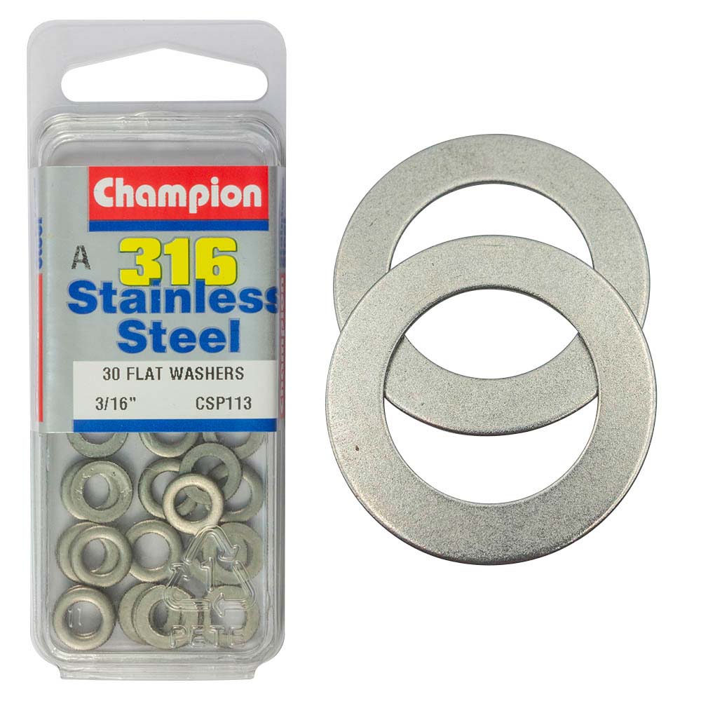 Champion 3/16in Flat Washer - 316/A4 (A)