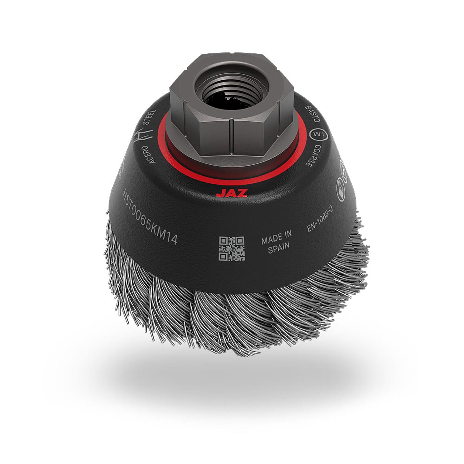 Jaz Cup Brush High Speed Twist Knot 65mm x 20mm x 0.5mm - M14 x 2 - Stainless Steel (BRUH-6514S)