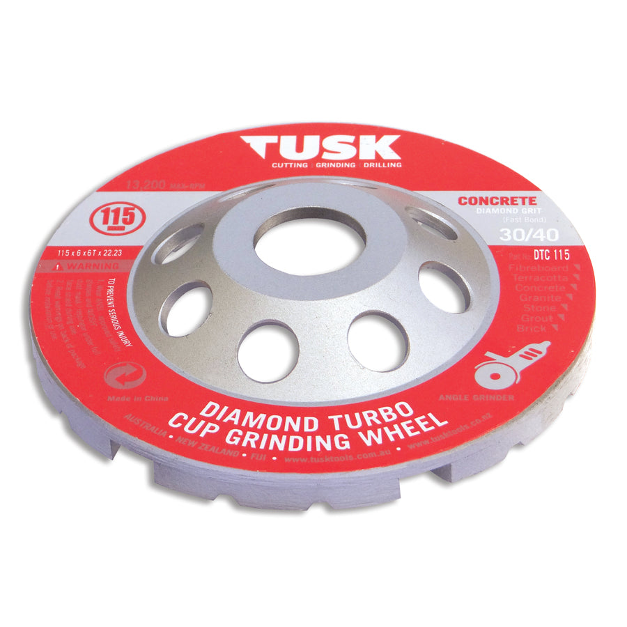 Tusk Diamond Turbo Cup Wheel 115 X 6 X 6T X 22.23, 30/40