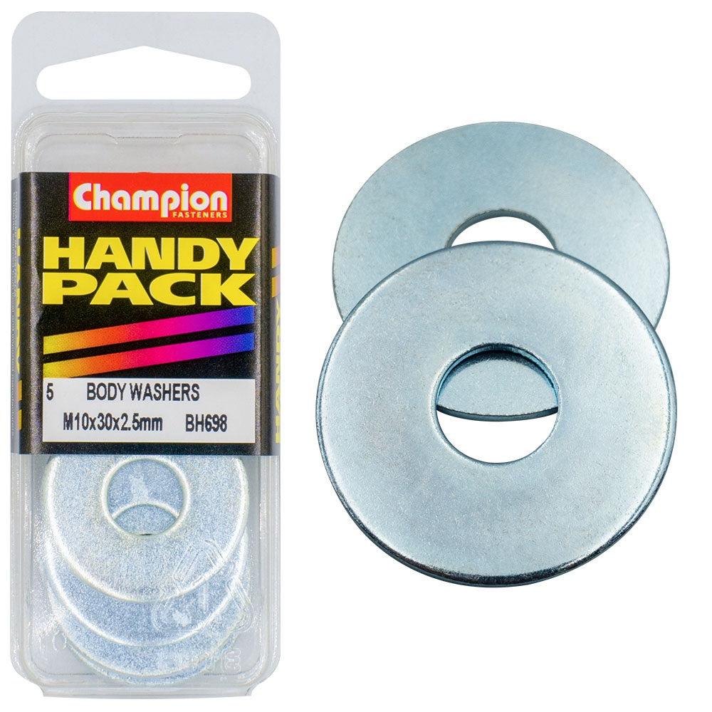 Champion Washer Flat Body M10 x 30 x2.5mm Zinc Plated - 5pk