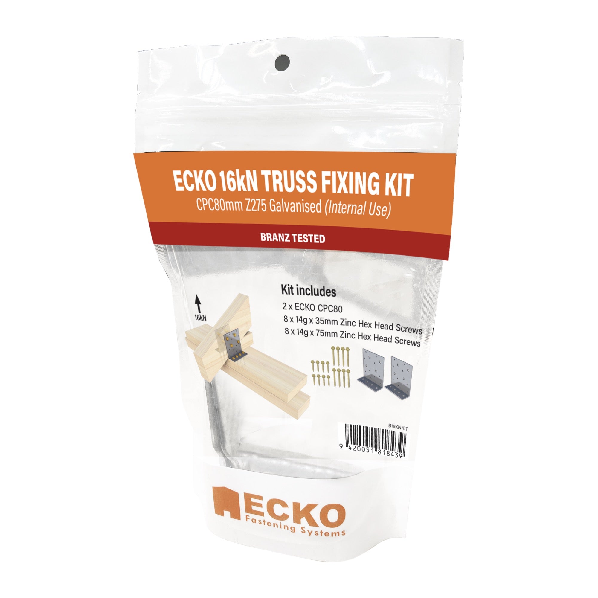 Ecko Concealed Purlin Cleat Truss Fixings 80mm (10 Pack)