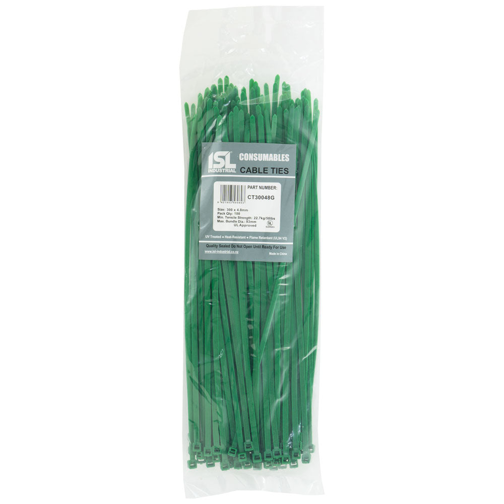 ISL 300 x 4.8mm Nylon Cable Tie - Orange - 100pk