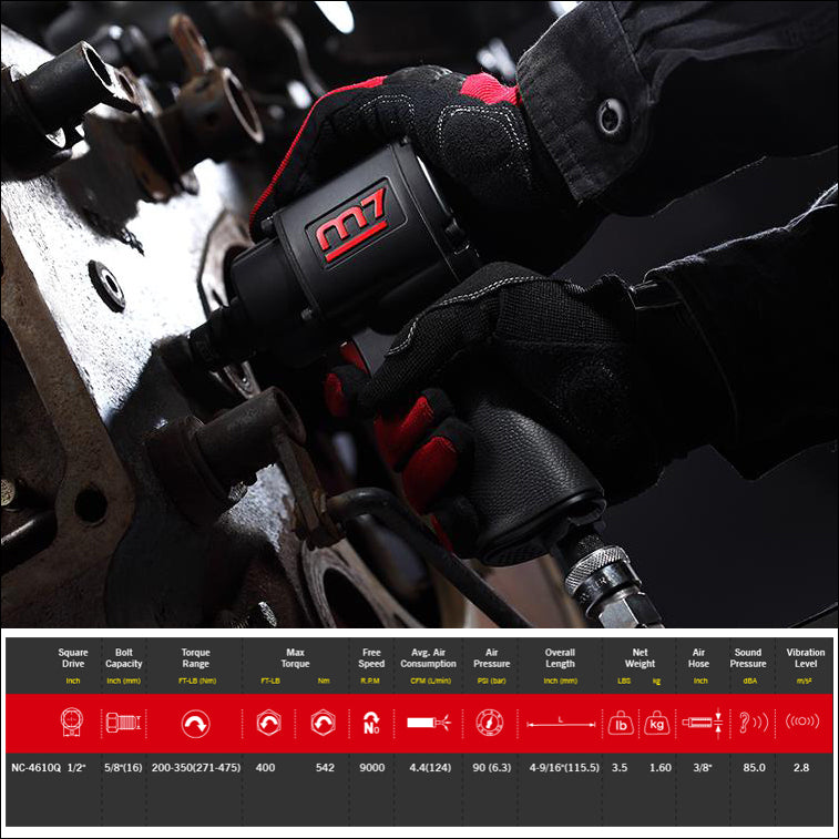 M7 Air Impact Wrench 1/2" Drive Quiet