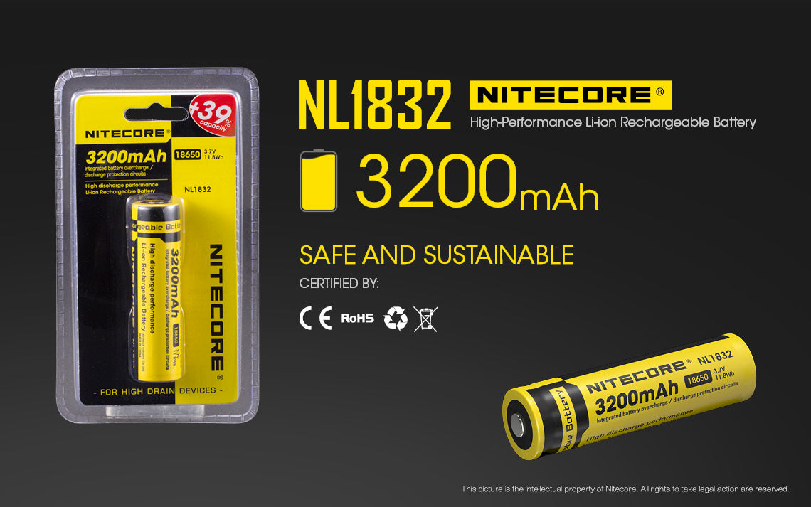 Nitecore Li-Ion Rechargeable Battery 18650 (3600Mah) 3.6V