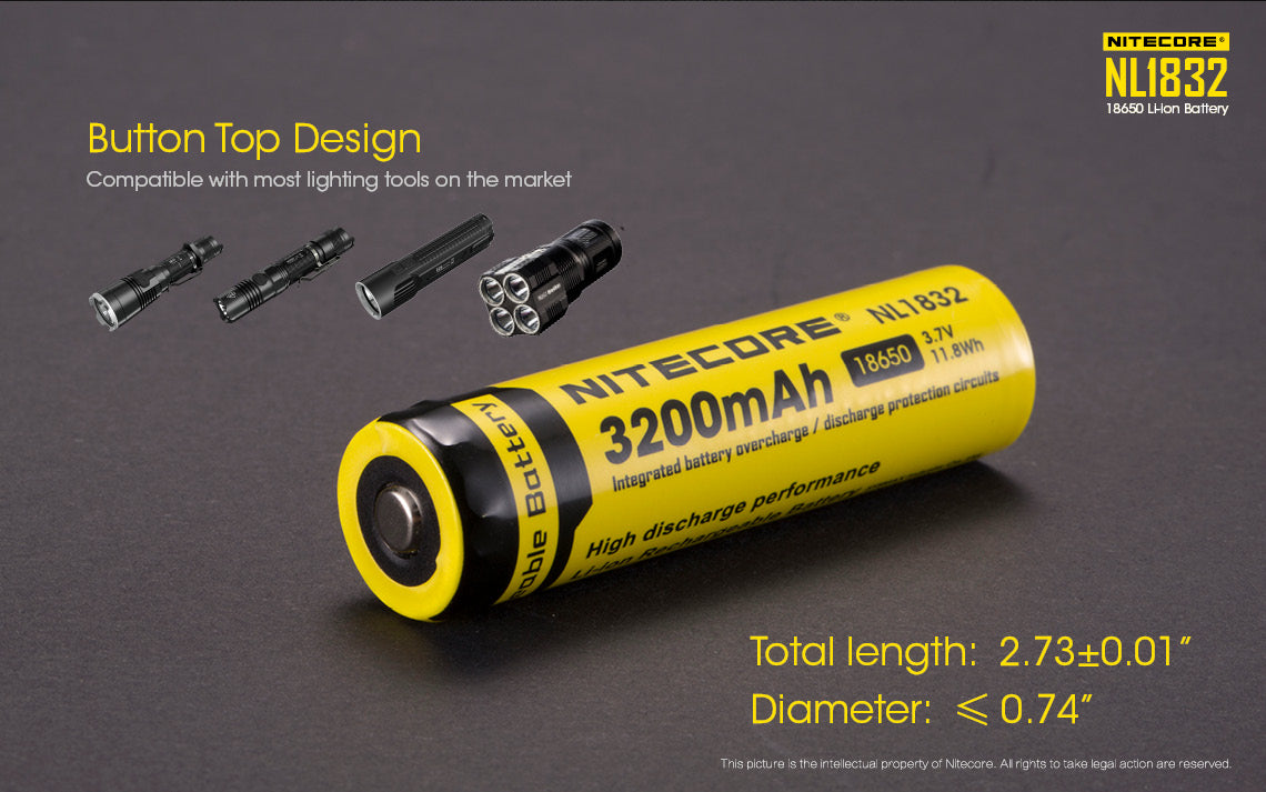 Nitecore Li-Ion Rechargeable Battery 18650 (3600Mah) 3.6V
