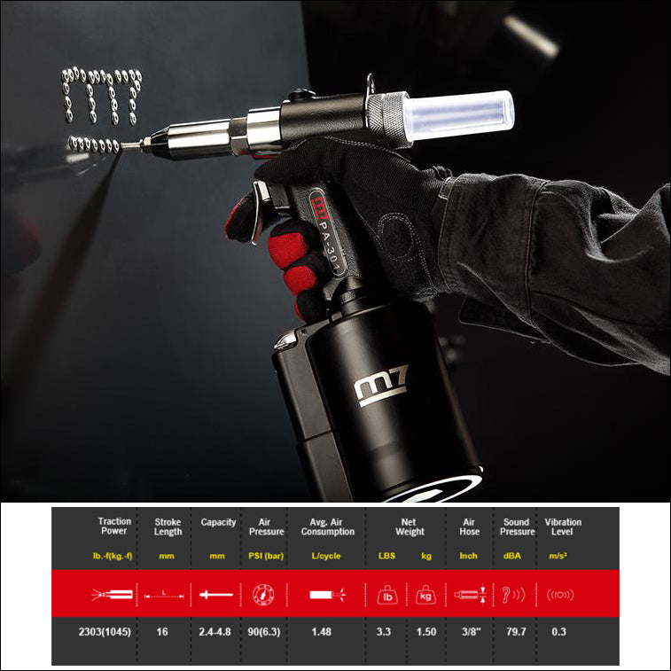 M7 Air Hydraulic Riveter 16Mm Stroke 2.4Mm - 4.8Mm