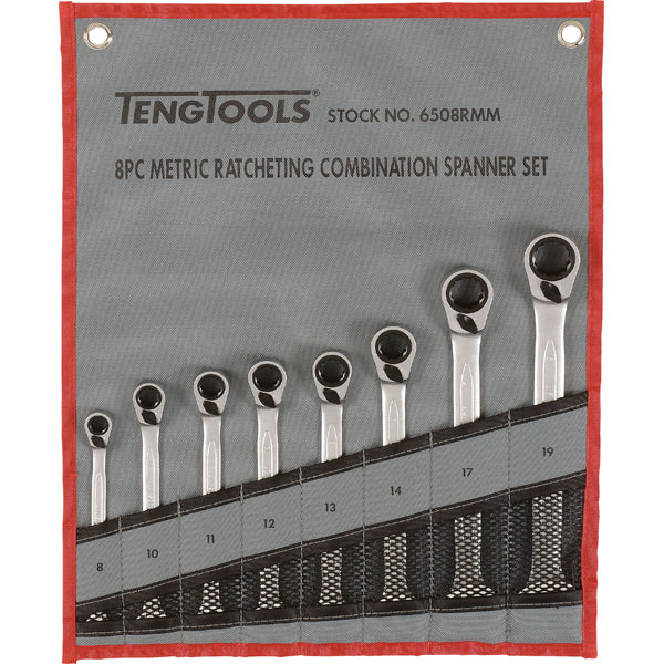 Teng 8Pc Rev Ratchet Metric Spanner Set 8-19Metric