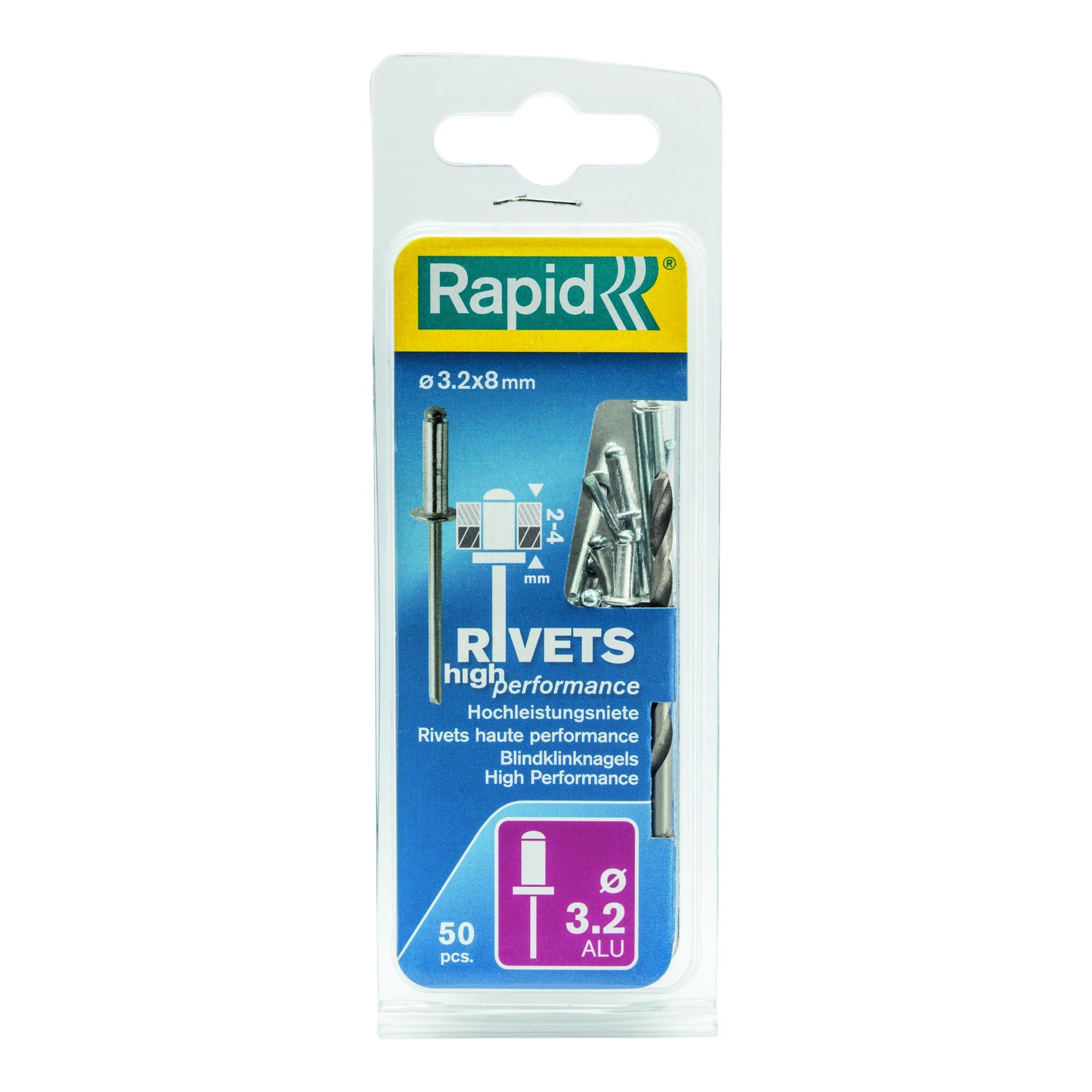 Rapid Rivets 3.2X8Mm High Performance Aluminium 50Pc