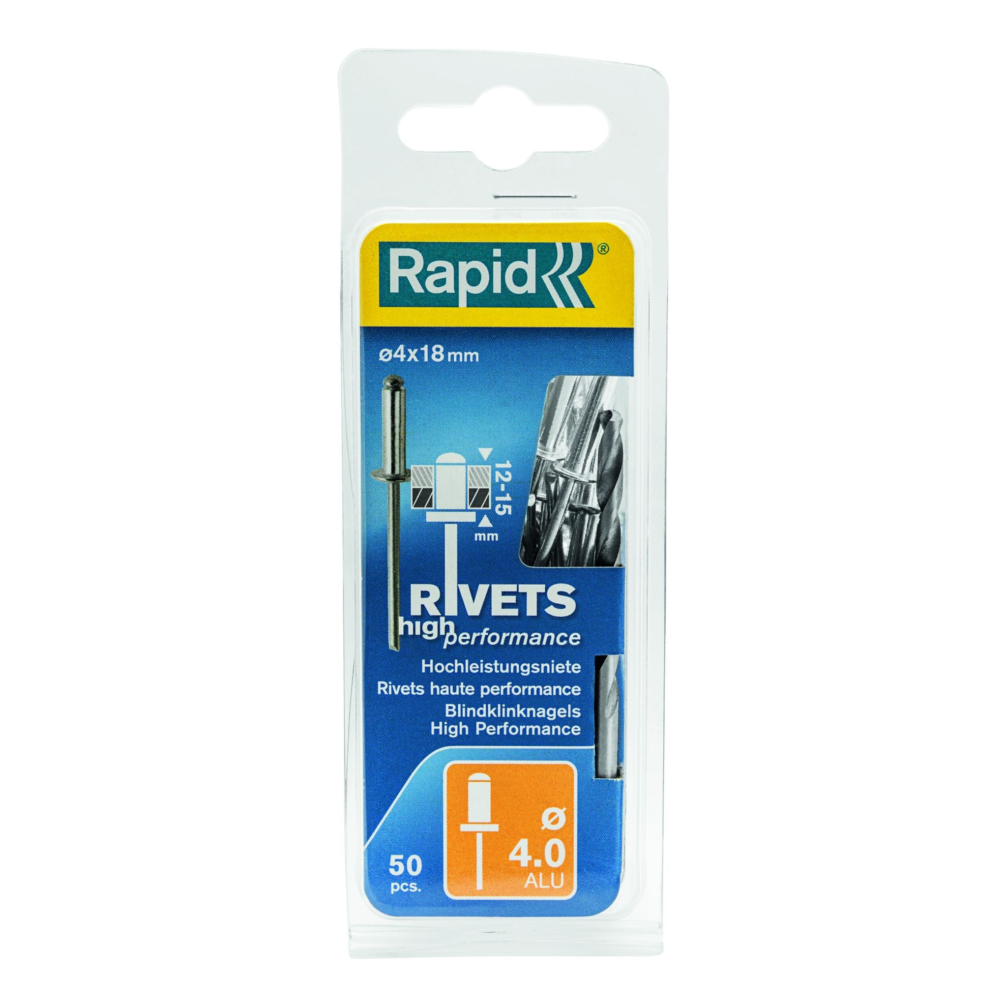 Rapid Rivets 4X18Mm High Performance Aluminium 50Pc