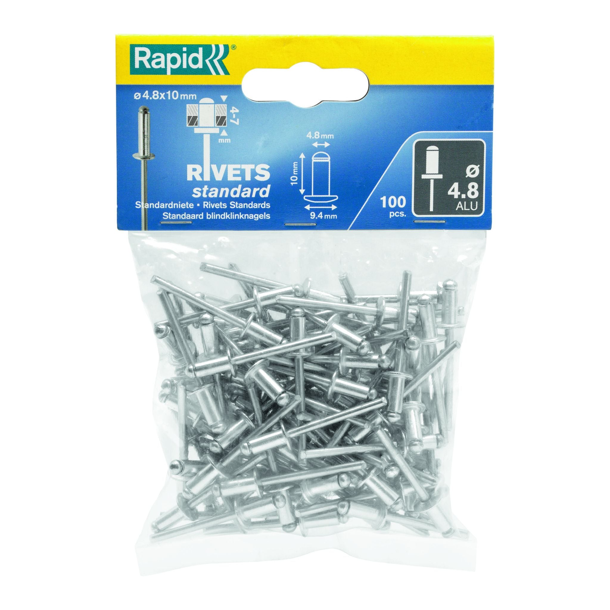Rapid Rivets 4.8X10Mm Standard Aluminium 100Pc