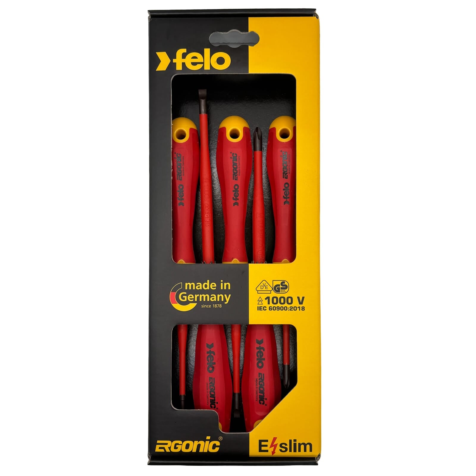 Felo 413 Series Ergonic E-slim Screwdriver Set 5pc Insulated Hardened Tip