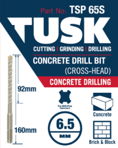 Tusk Concrete Drill Bits (Cross Head) 6.5Mm X160Mm (92Mm)