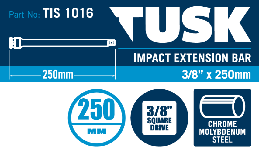 Tusk Impact Extension Bar - 3/8 Inch X 250Mm