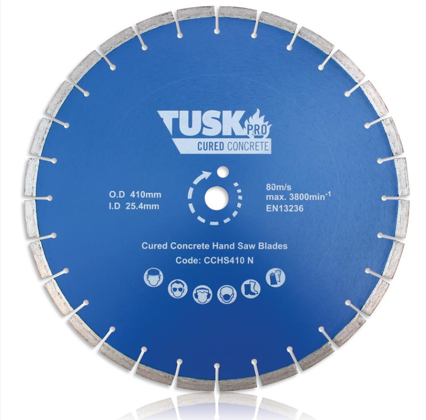 Tusk Cured Concrete Hand Saw Blades - 410 X 3.0/2.2 X 12 X 25.4Ph Turbo