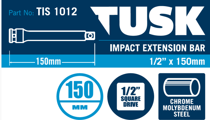 Tusk Impact Extension Bar - 1/2 Inch X 150Mm