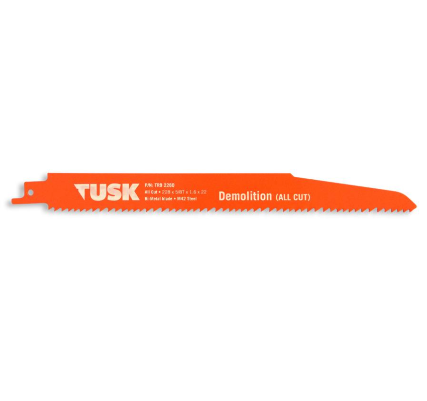 Tusk Bim Reciprocating Saw Blades For Demolition 228 X 1.6 X 6Tpi 5Pc Pack