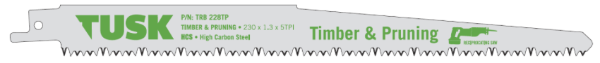 Tusk Hcs Reciprocating Saw Blades For Timber & Pruning 228 X 5Tpi 5Pc Pack