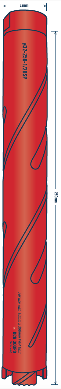 Tusk Diamond Core Bits - 32 X 265/250 X 3T X 1/2 Inch Bsp