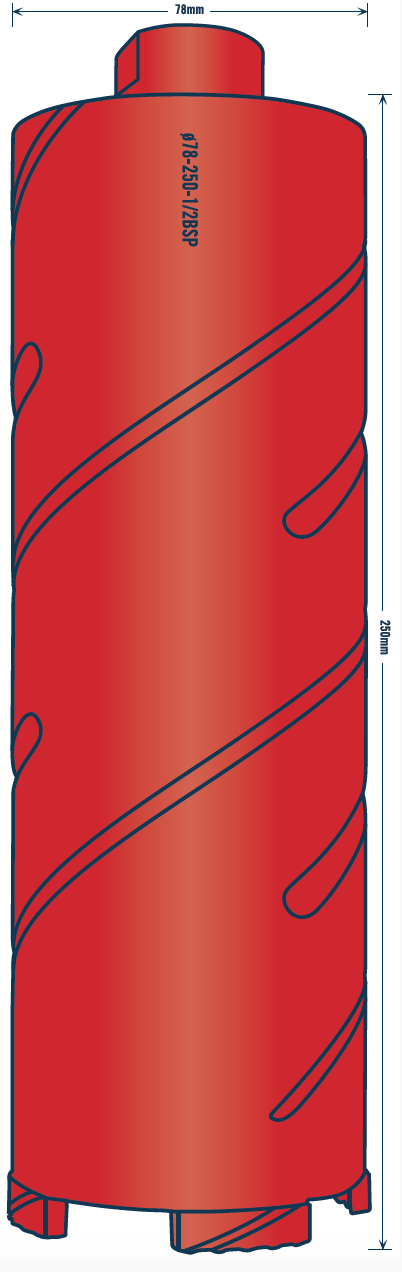 Tusk Diamond Core Bits - 78 X 265/250 X 4T X 1/2 Inch Bsp