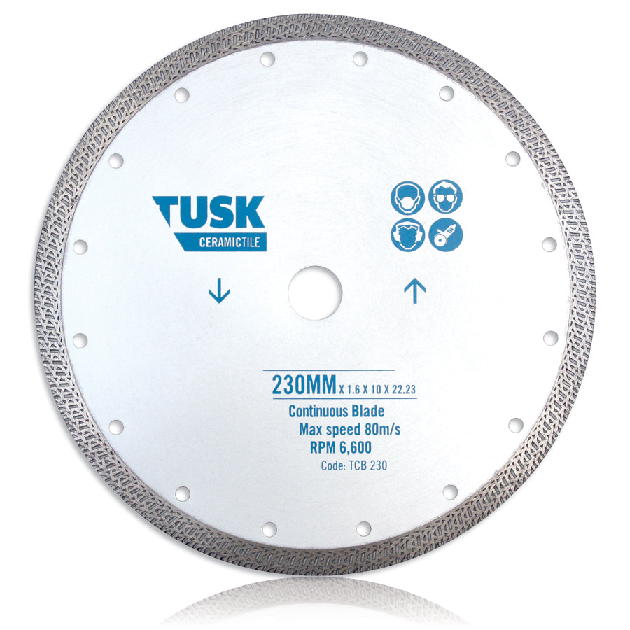 Tusk Continuous Tile Blades - 230 X 1.6/1.2 X 10 X 22.23 (22.23/20)