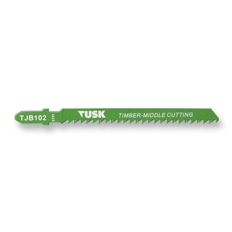 Tusk Jigsaw Blades For Timber 100 X 8Tpi Bim T-Shank 2Pc Pack