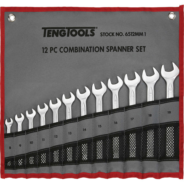 Teng 12Pc Combination Metric Spanner Set W/Wallet 8-19Mm