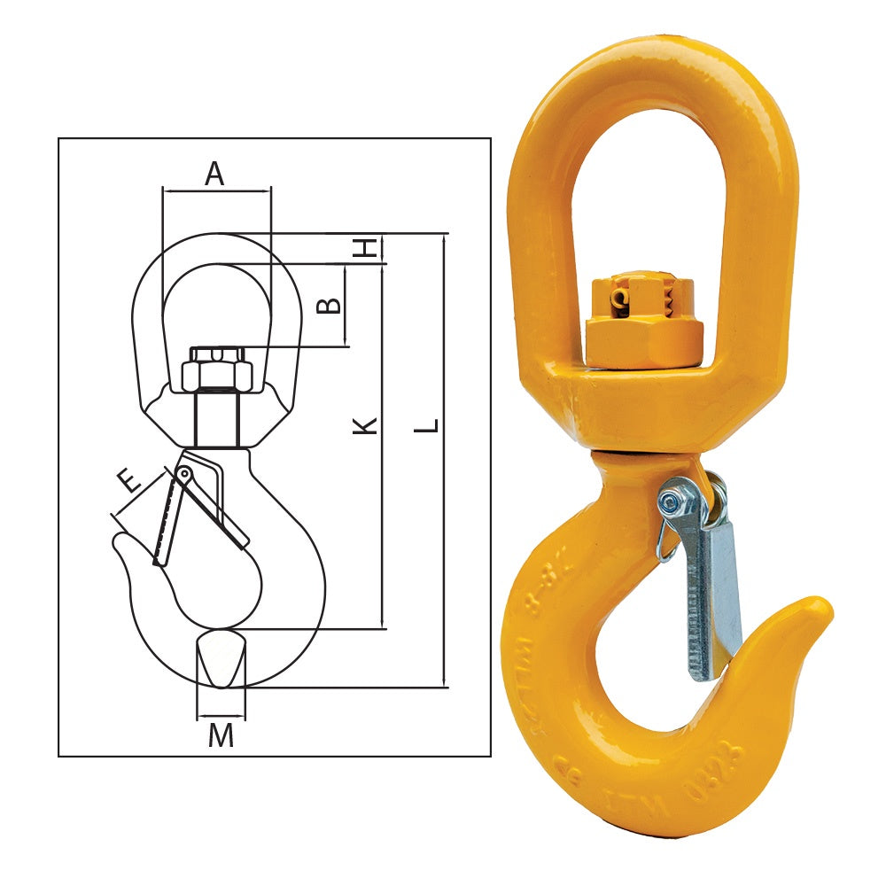 ITM G80 Eye Swivel Hook w/ Safety Latch-10mm Chain