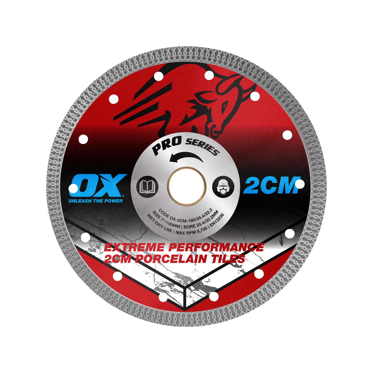 OX Pro 2CM Porcelain Cutting Blade - 180/25.4/22.23mm