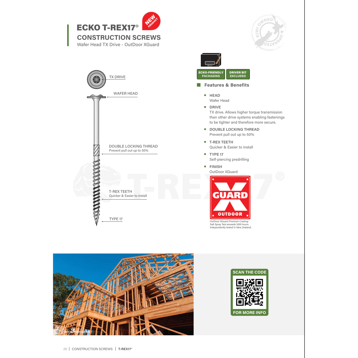 Ecko T-Rex17 Wafer Head Construction Screws M8 X 100Mm (500 Pack)