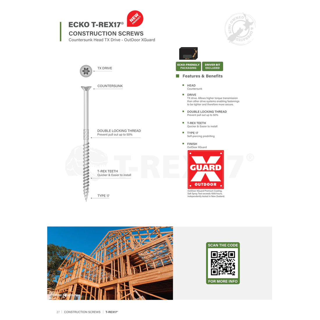 Ecko T-Rex17 Construction Screws M8 X 100Mm (900 Pack)