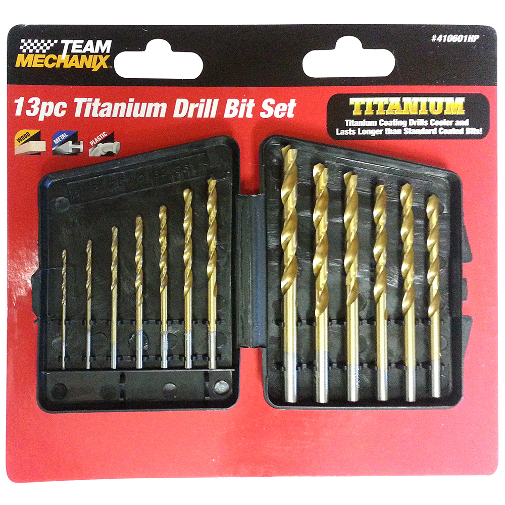 13Pc Powerbuilt Titanium Coated Drill Bit Set