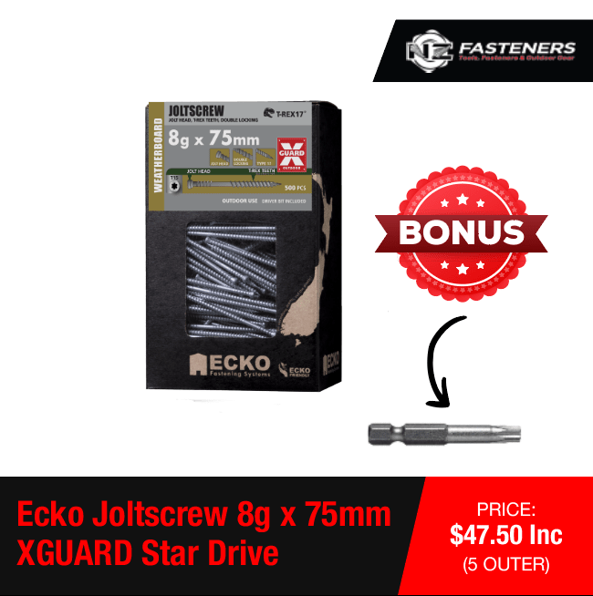 Ecko Joltscrew 8G X 75Mm Xguard Star Drive T15 (OUTER OF 5 BOXES)