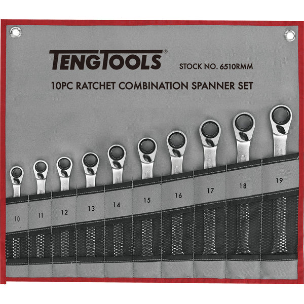 Teng 10Pc Rev Ratchet Metric Spanner Set 10-19Mm