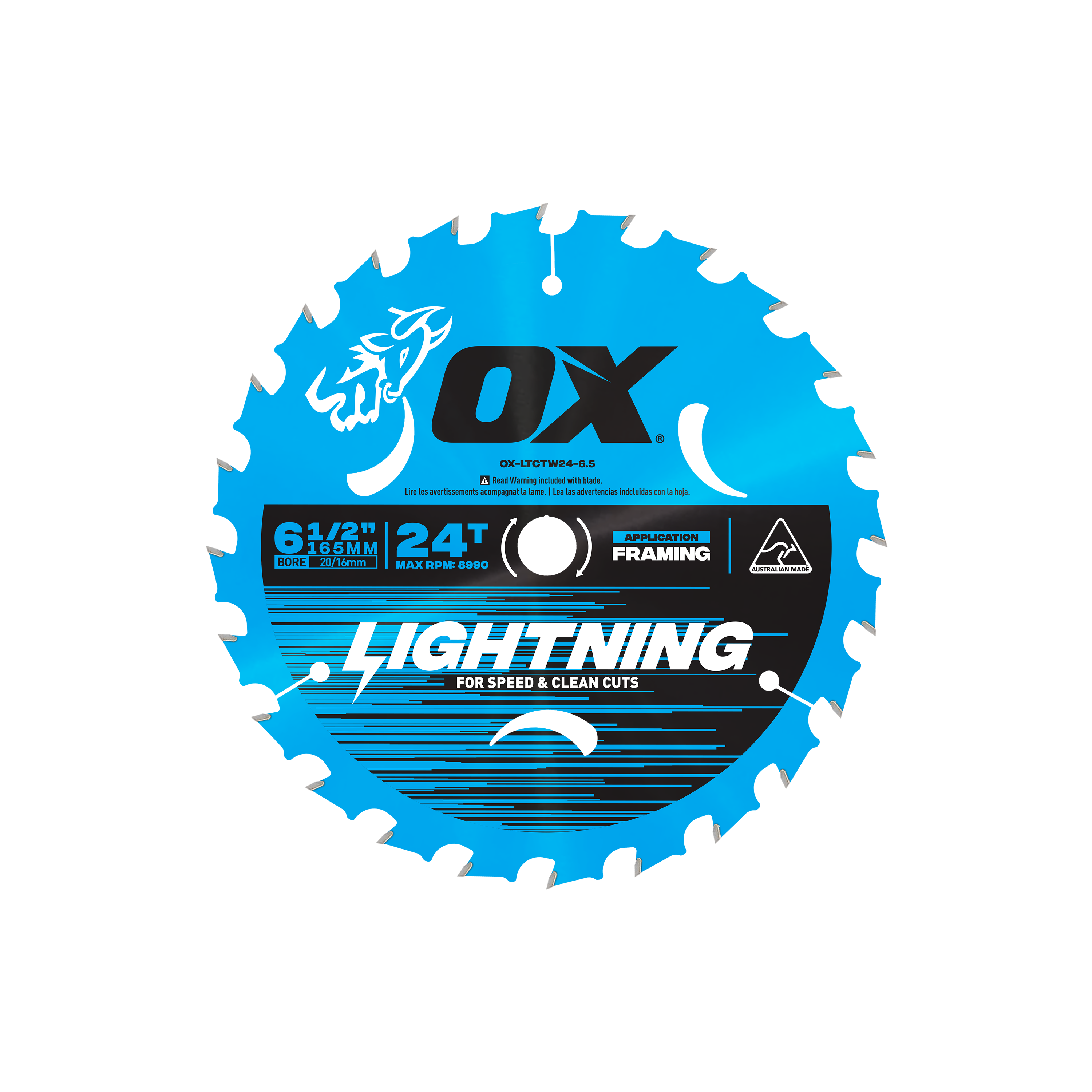 OX Pro Lightning 165mm Circular Saw Blade | 24T