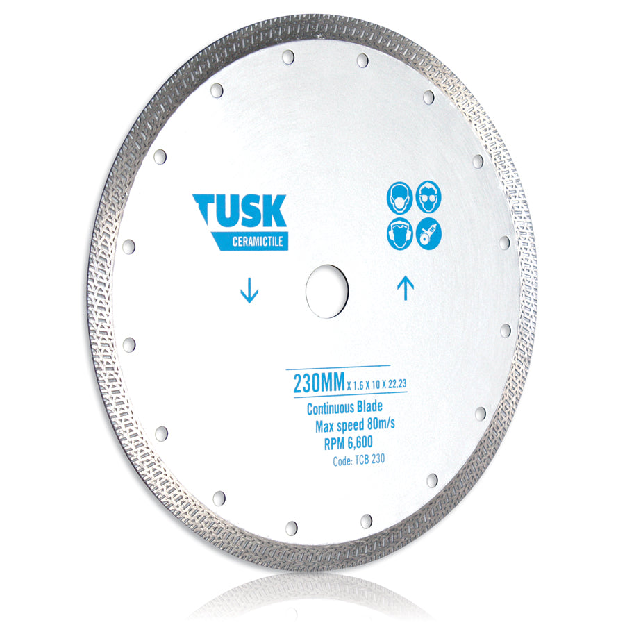 Tusk Continuous Tile Blades - 230 X 1.6/1.2 X 10 X 22.23 (22.23/20)