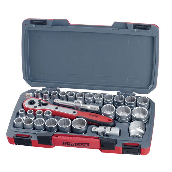 Teng 30Pc 1/2In Dr. Metric/Af Reg. Socket Set 12Pnt