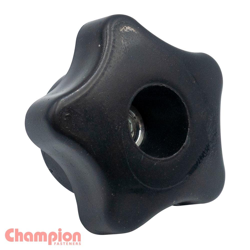 Champion Star Knobs-Through Type Nuts -M6 -Z/P (5 Pack)
