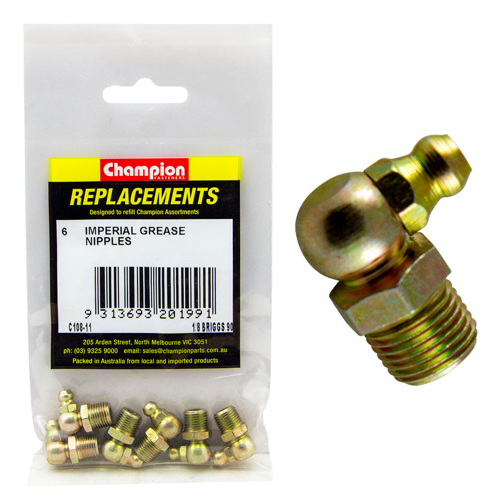 Champion 1/8In Npt (Briggs) 90-Deg. Grease Nipple -6Pk