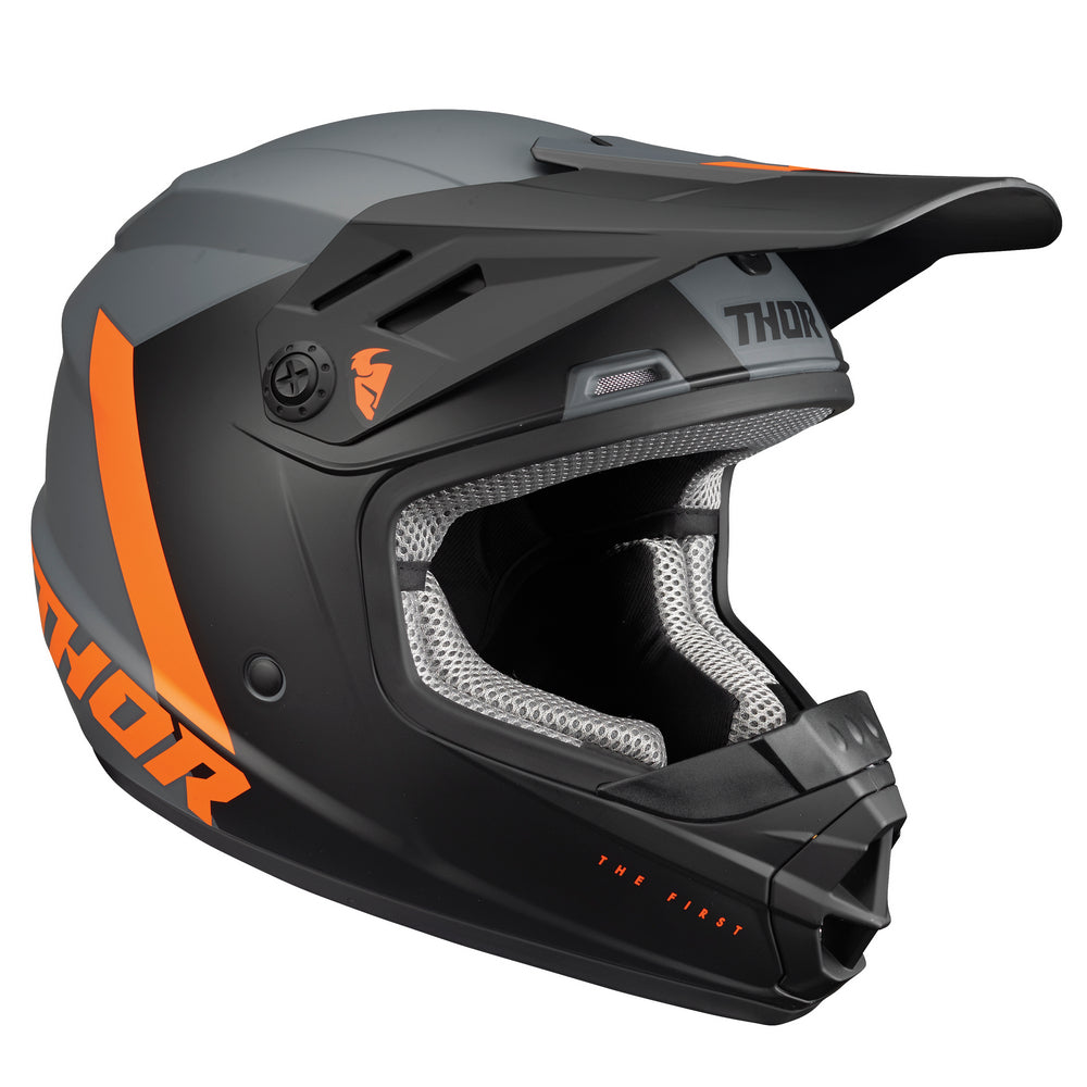 Helmet S23Y Thor Mx Sector Chev Charcoal Orange Youth Medium