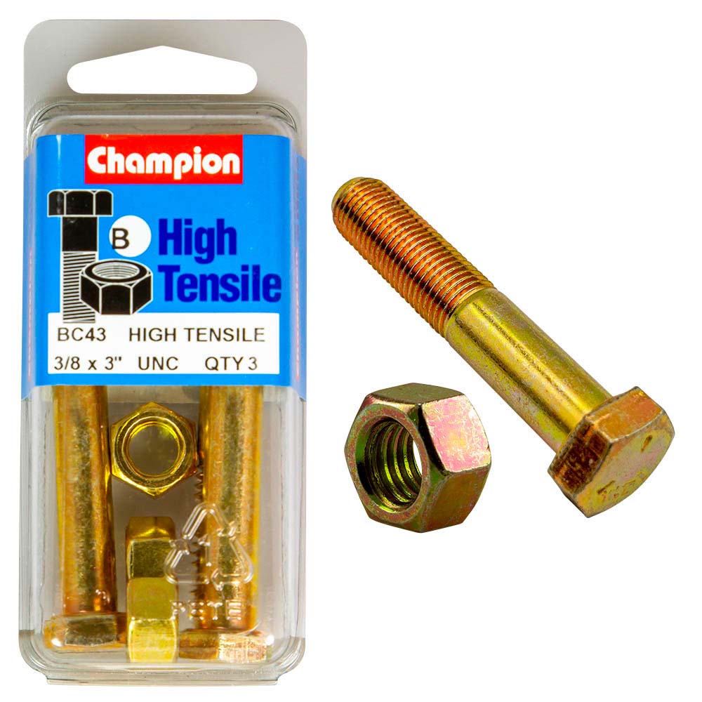 Champion 3 X 3/8In Bolt & Nut (B) - Gr5