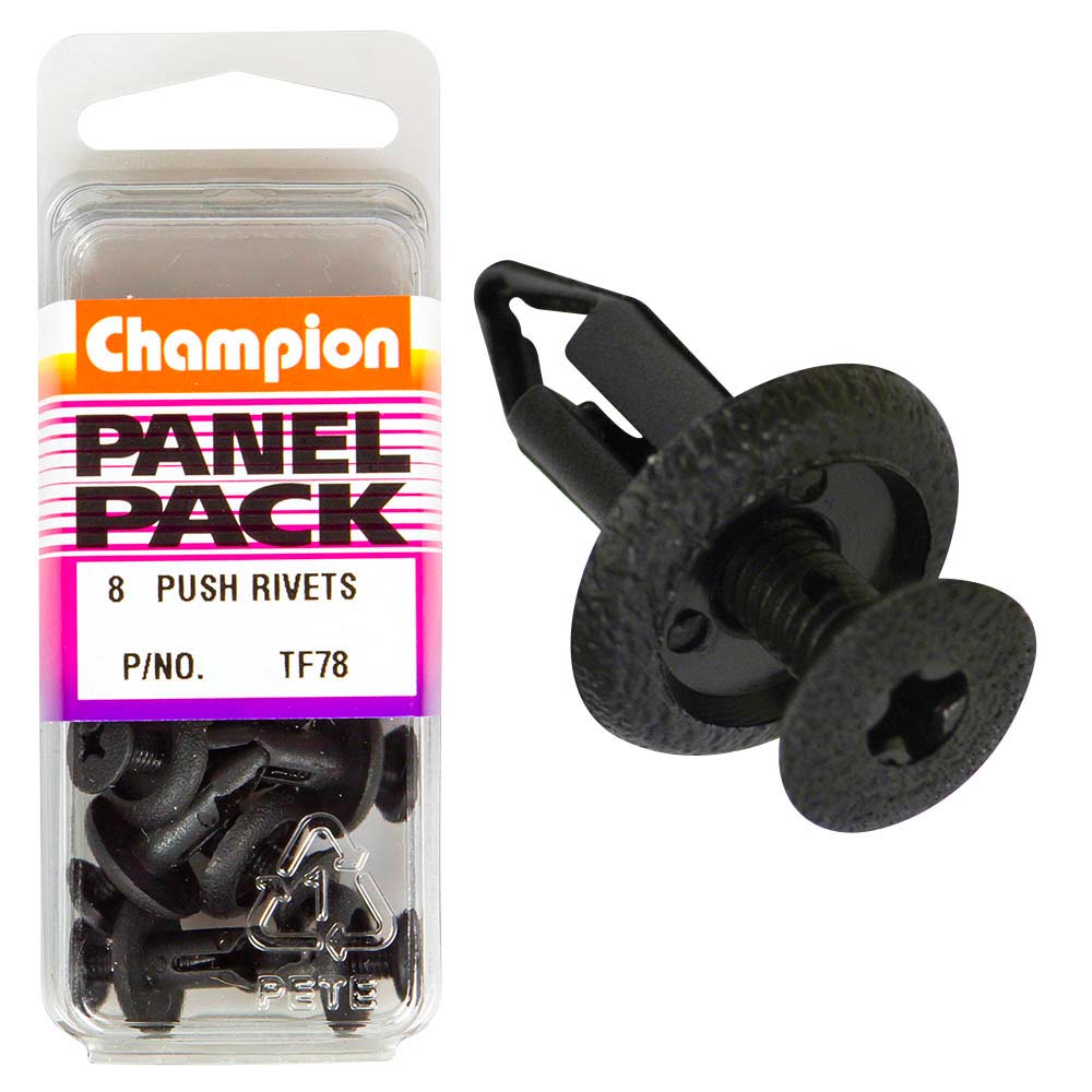 Champion Push Rivet Black 14Mm Hd X 17Mm -8Pk