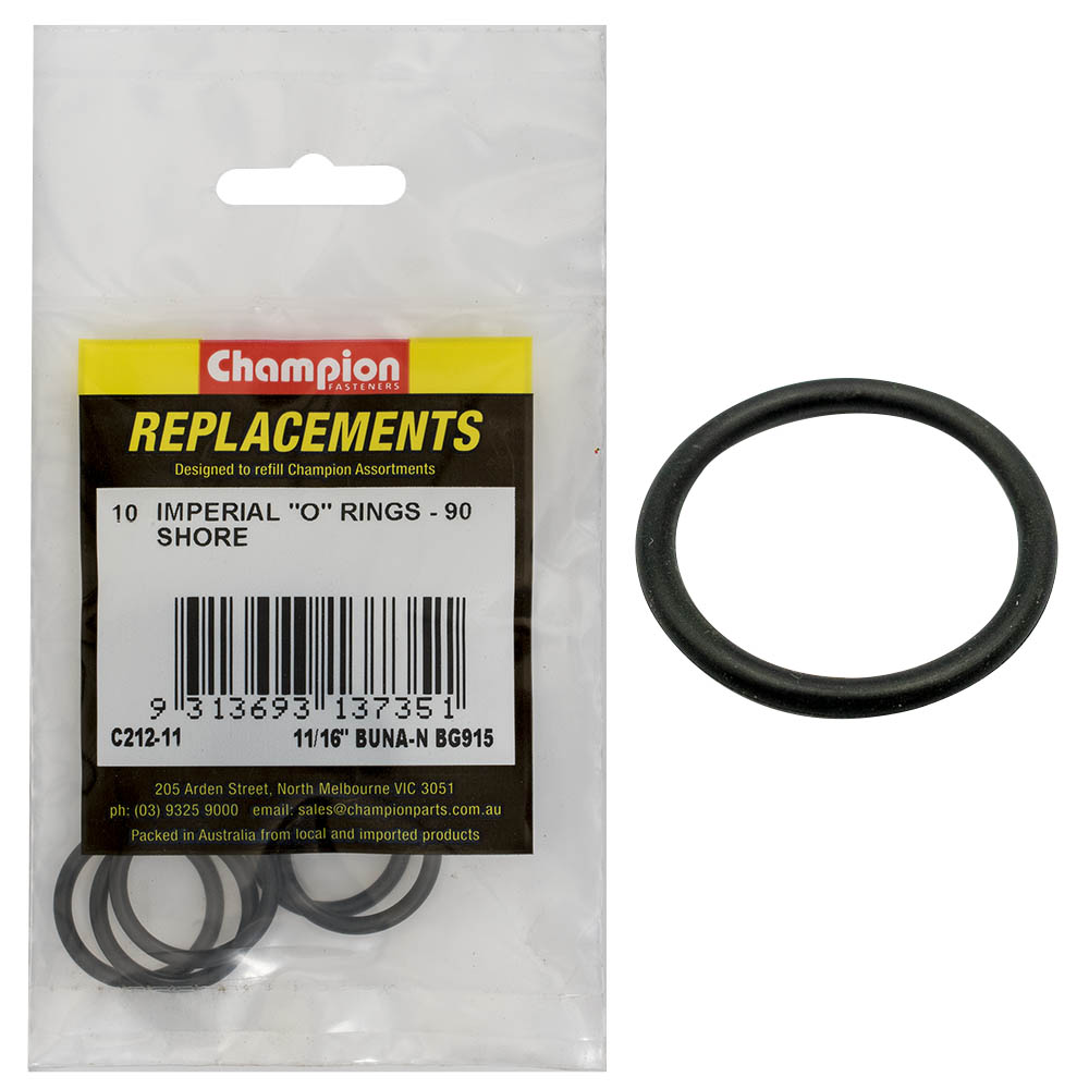 Champion 11/16In(Tube Ref) X.863(I.D)X.116(Sec.) O-Ring-10Pk