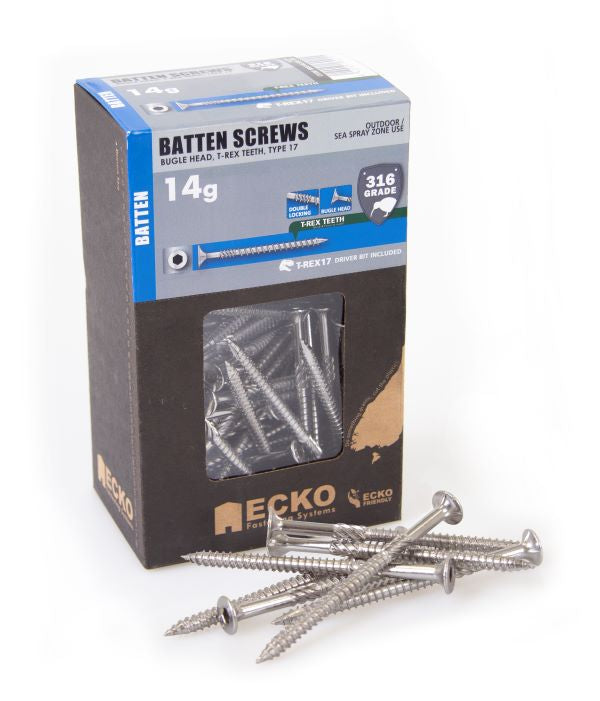 Ecko T-Rex 14Gx125Mm Bugle Screws Stainless 316 (250 Box)