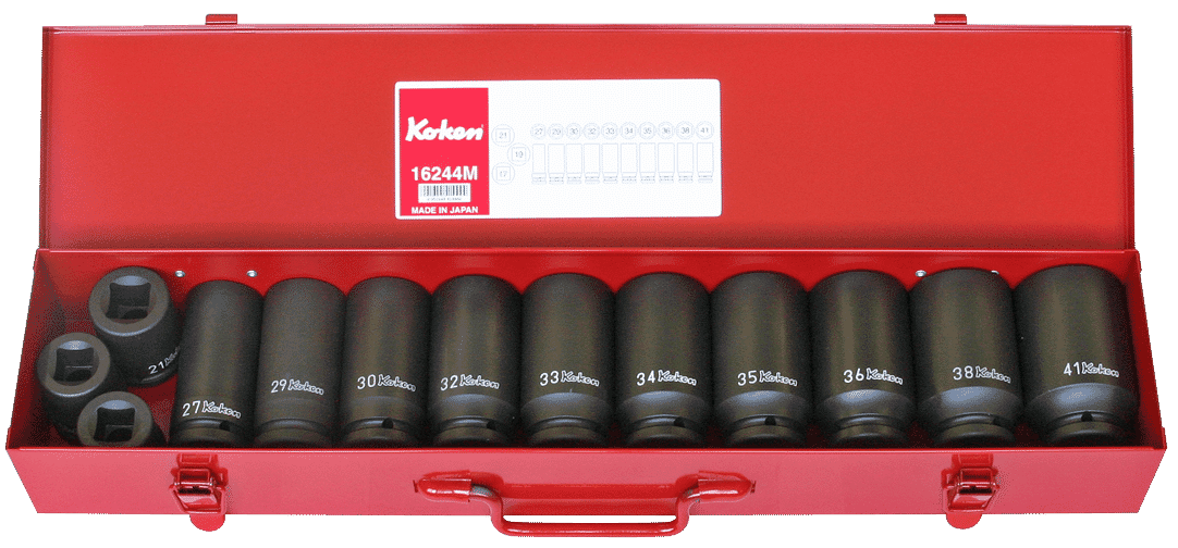 Koken 16244M-6P Deep Impact Socket Set 3/4"Dr 13Pc 27-41Mm