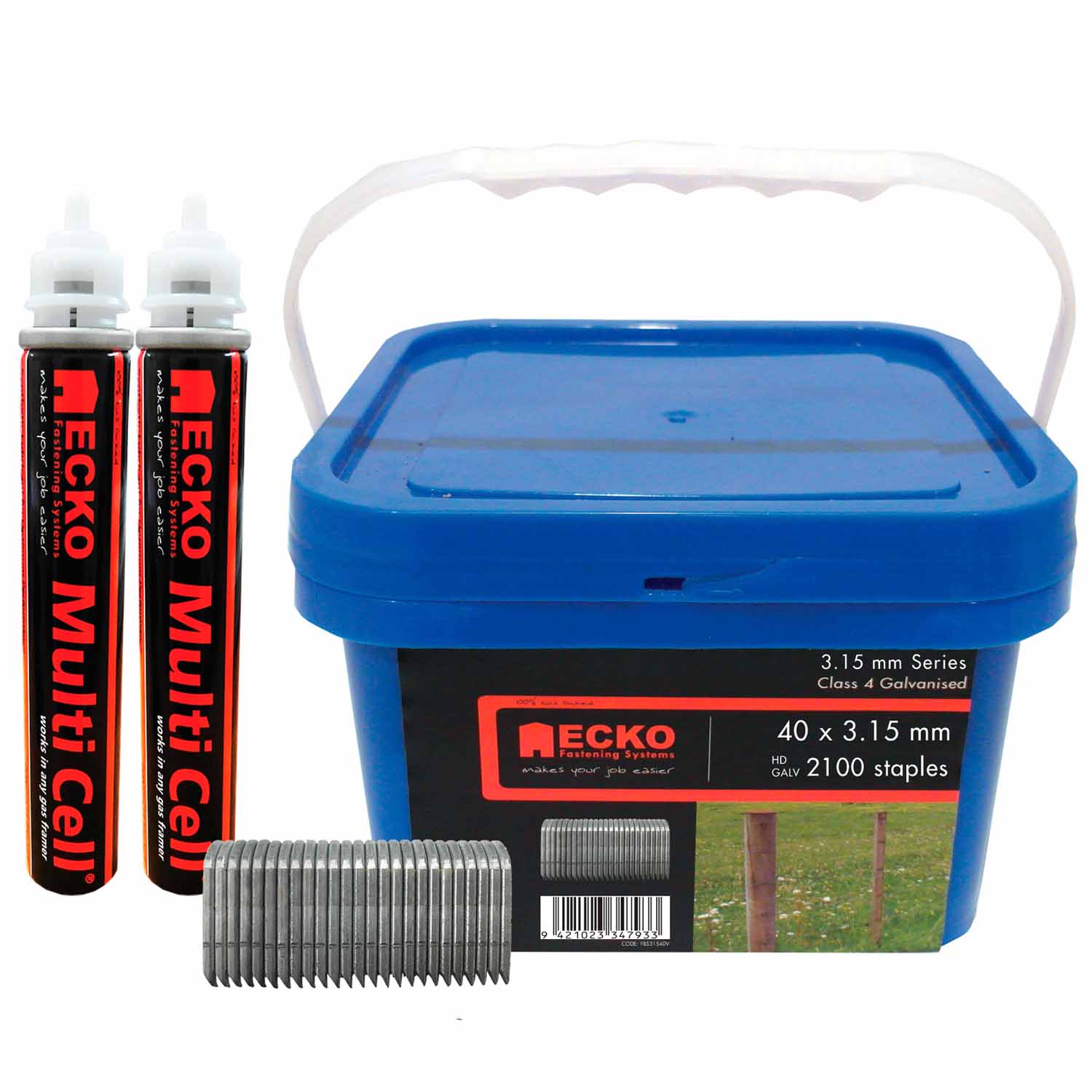 Ecko Multicell Fence Batten Staples 40Mm X 3.15 Galvanised (2100 Box)