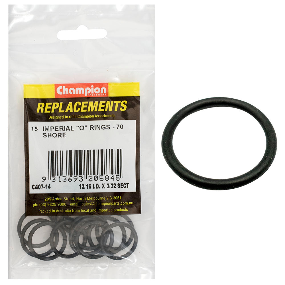 Champion 13/16In (I.D.) X 3/32In Imperial O-Ring -15Pk