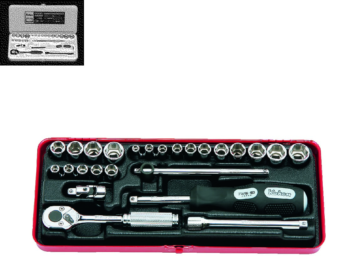Koken 2201Am Socket Set 12Pt 25Pc 1/4"Dr 3/16-1/2" & 4-13Mm