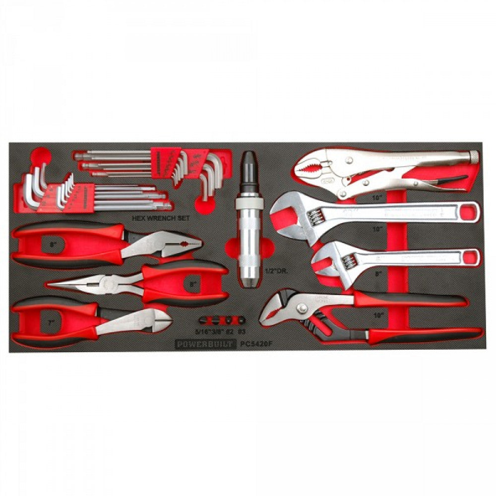 31Pc Plier, Hex Key And Adjustable Wrench Tray