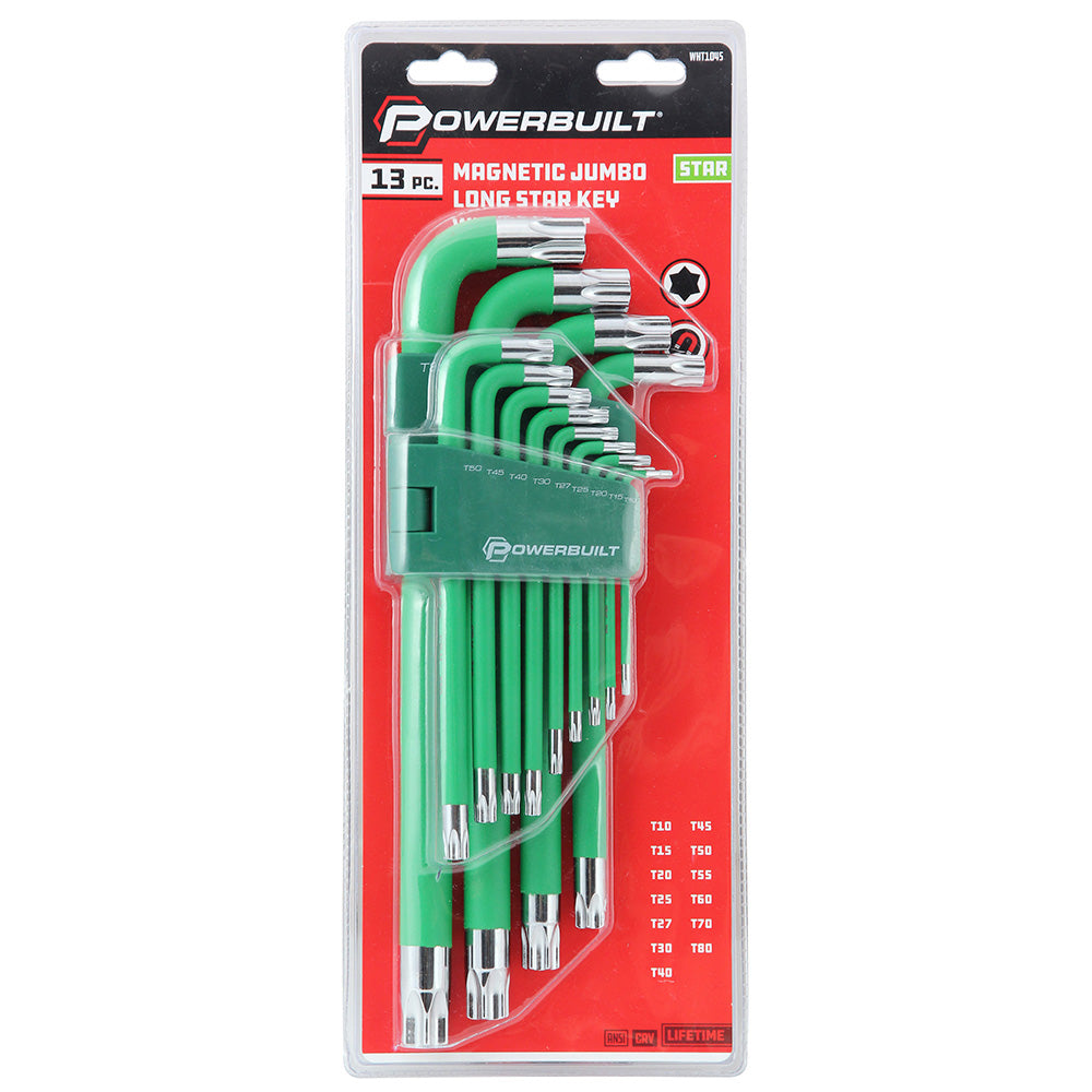 13Pc Jumbo Long Magnetic Star/Torx Key Wrench Set